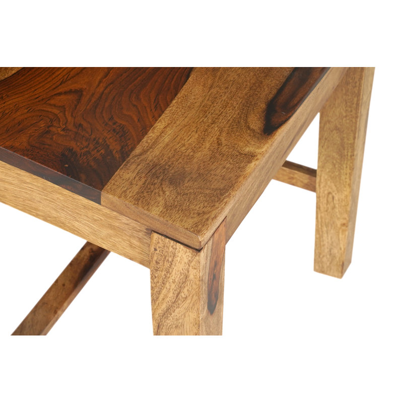 Ensemble de salle à manger 7 pièces en bois massif avec chaises à dossier échelle et table Live Edge, Naturel