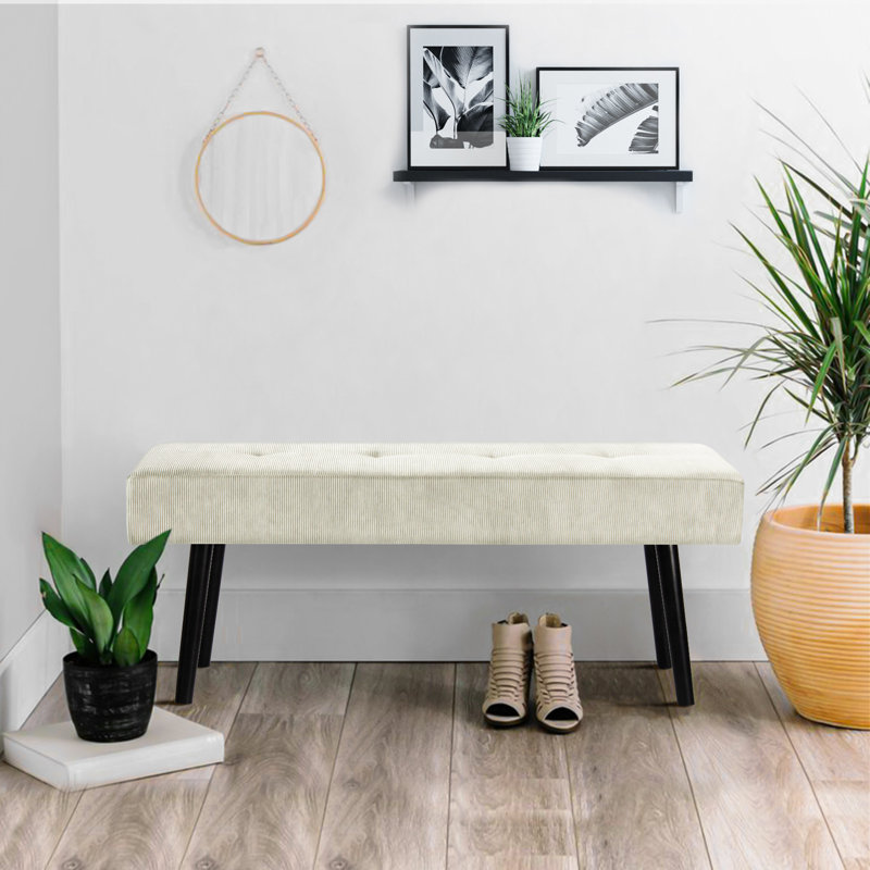 Banc rembourré 39,4 po Velours côtelé, Beige