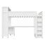 Grand lit mezzanine en bois avec garde-robe et bureau, tête de lit avec rangement et port USB, blanc-1138889723