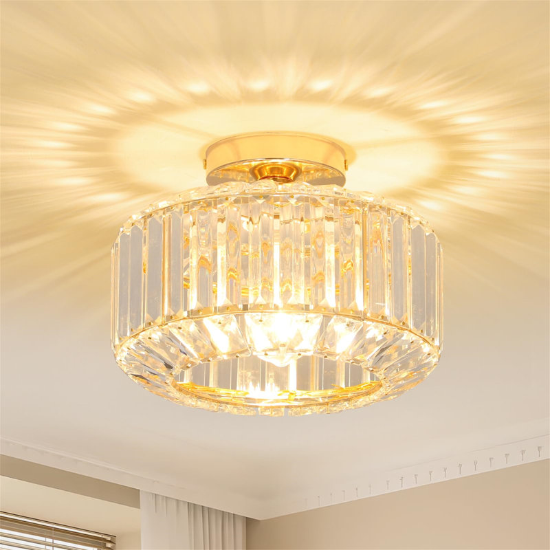 Crystal Semi Flush Mount, Gold