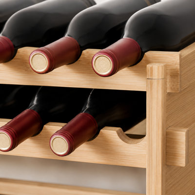 Natural Bamboo 72-Bottle 8-Tier Stackable Modular Wine Rack Display Shelf Large Capacity Wine Storage Organizer for Home Bar Kitchen Wine Cellar Elega