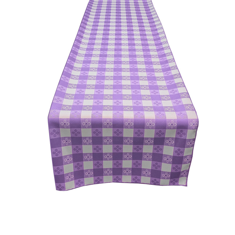 Poplin Tavern Gingham Checkered Polyester Table Runner, 120" L x 12" W, Lavender