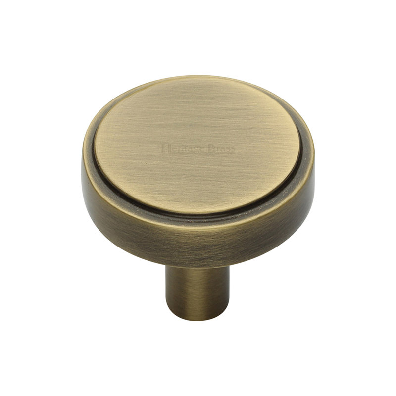 Heritage Brass Cabinet Knob Stepped Disc Design, 3.2cm