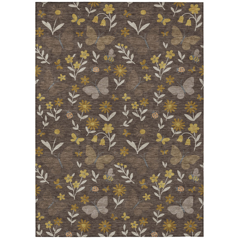 Machine Washable Indoor/Outdoor Chantille ACN2618 Kids Rug, Fudge, 10' x 14'