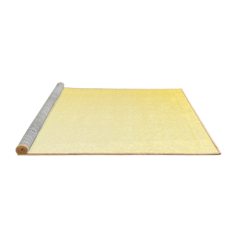 Tapis contemporains jaunes lavables à la machine 983, Rond 3 pi