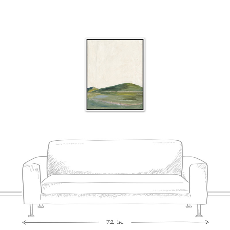 Abstrait vert - peinture, Toile à cadre flottant blanc, H 31,75 po x l 25,75 po x P 1,75 po