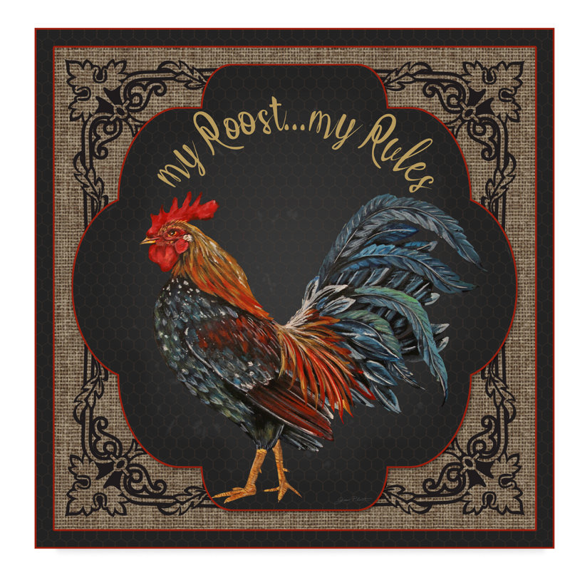 Rustic Framed Rooster Canvas Art in 35" x 35"
