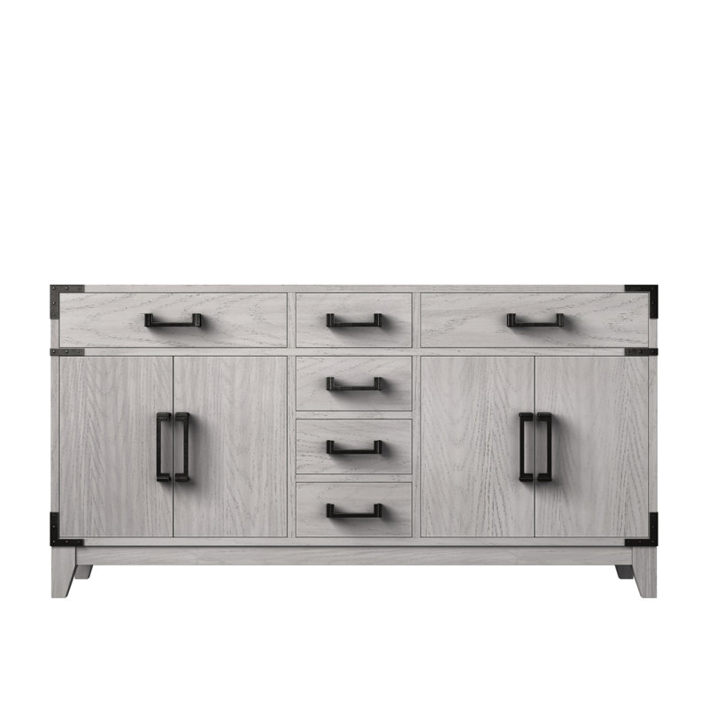Meuble-lavabo double en chêne blanc 60 po X P 22 po D, Chêne blanc