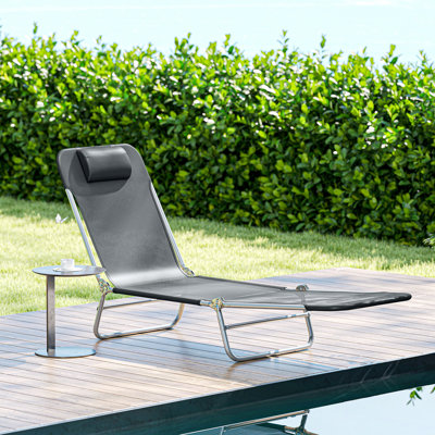 Méridienne, fauteuil inclinable pliant réglable, gris foncé