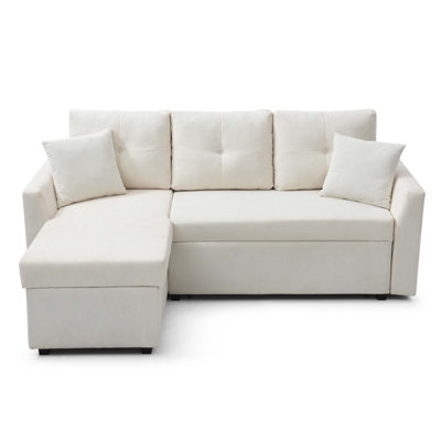 Convertible Pull Out Sleeper Sofa Bed With Reversible Storage Chaise, L Shaped Sectional Couch For Comfortable Living And Space Saving