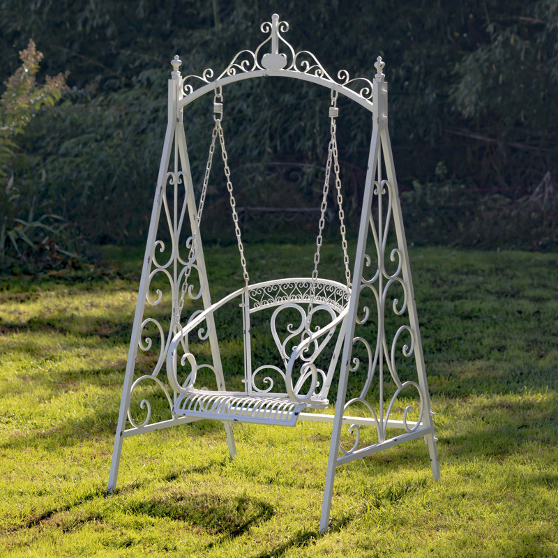 Balancelle de véranda avec support Adeesa, Blanc antique