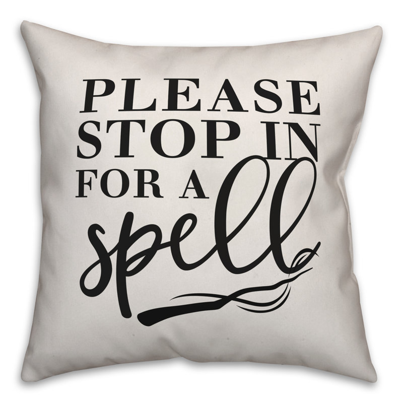  Veuillez vous arrêter pour une housse de coussin Spell, 16 po x 1 po, Housse de coussin seulement - sans coussin