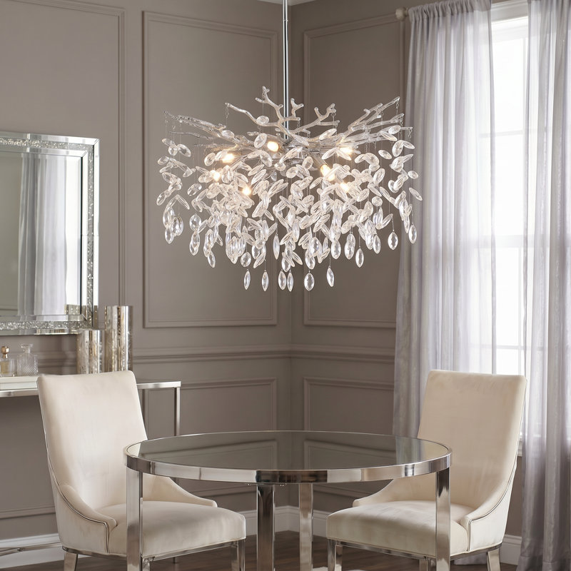Plafonnier semi-encastré en chrome poli 8 lumières Isobel, Chrome poli