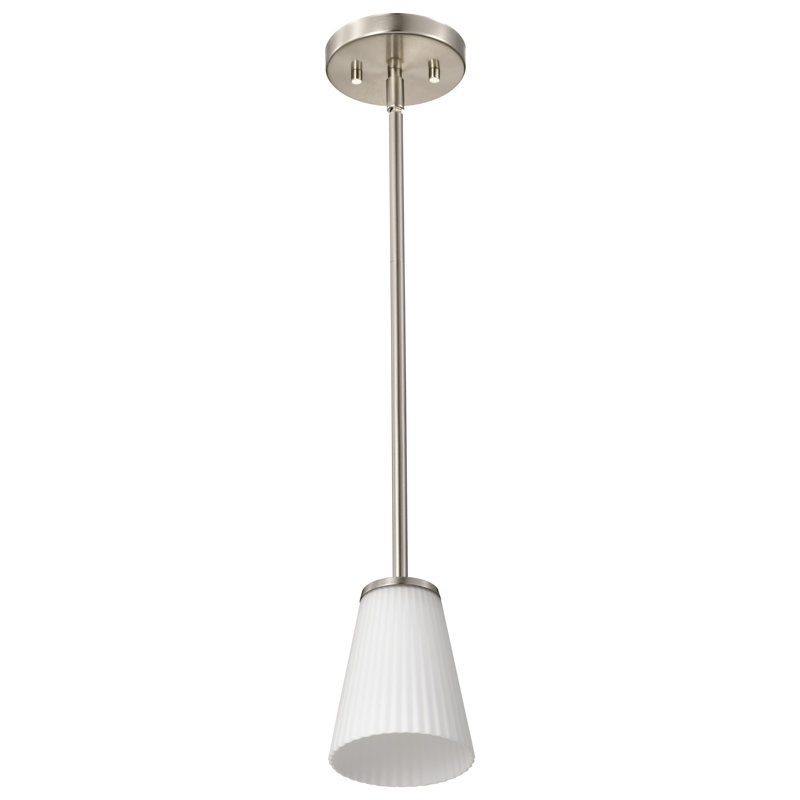 Grande suspension Royale - verre nervuré, H 5,75 po x l 4,92 po x P 4,92 po, Nickel brossé