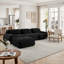 Canapé d'angle modulaire en velours côtelé de 295 cm (116 po) avec assises profondes et accoudoirs incurvés, noir minuit-1406415896