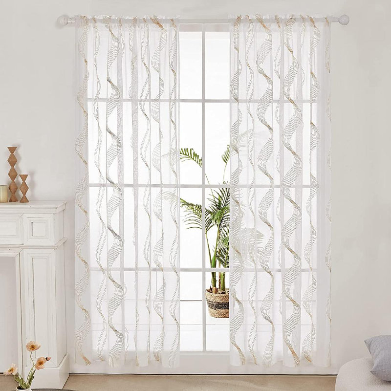 Panneaux de rideaux synthétiques semi-voyants avec passe-tringle, Beige, l 52 po x L 95 po
