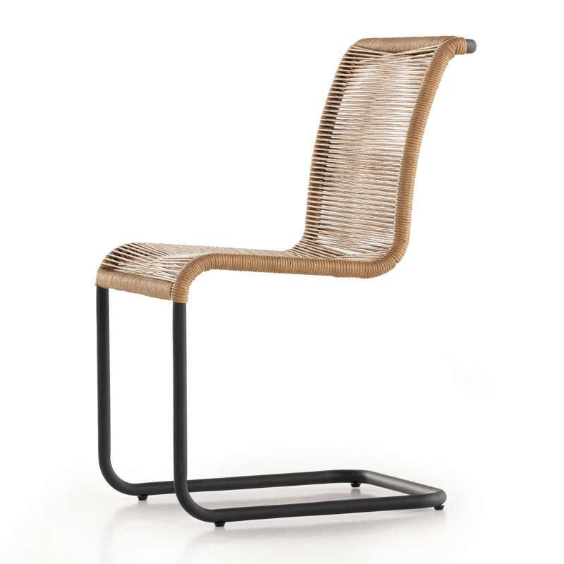 Vintage Natural Wicker Armless Outdoor Dining Chair