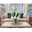 Delphinium, Hydrangea and Fern Floral Arrangement in Tall Glass Vase