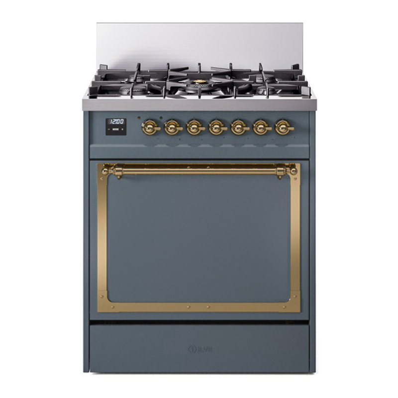 Cuisinière à double combustible ILVE Nostalgie II Series 30 po avec 5 brûleurs scellés (propane liquide, porte pleine)