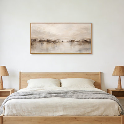 "Boho texturé", décoration murale abstraite encadrée, toile neutre minimaliste pour salon, chambre, bureau, 20 x 40 pouces