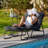 Caili Large Space Outdoor Metal Patio Chair with Ottoman & Thick Cushion for Garden Balcony Porch-97812788