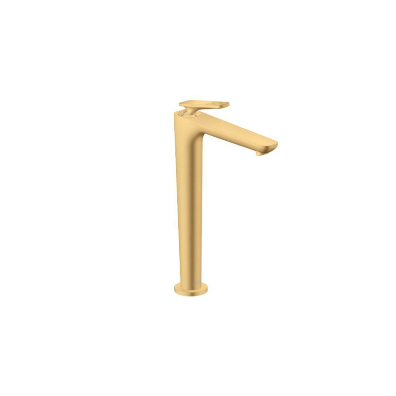 AXOR Citterio C Single-Hole Faucet 250 Coolstart With Pop-Up Drain-Cubic Cut, 1.2 GPM, Brushed Gold Optic