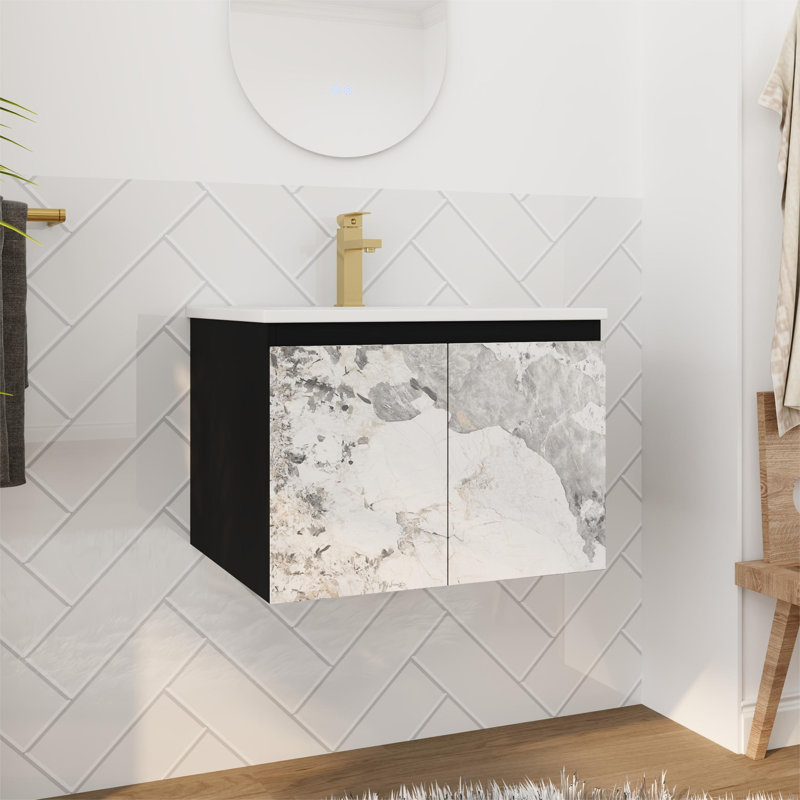 Ensemble de meuble-lavabo simple 24 po avec plateau en céramique Cleti