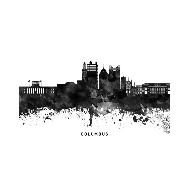 «Columbus Skyline Black & White» par Walldecoraddict - Toile tendue avec châssis sur toile tendue