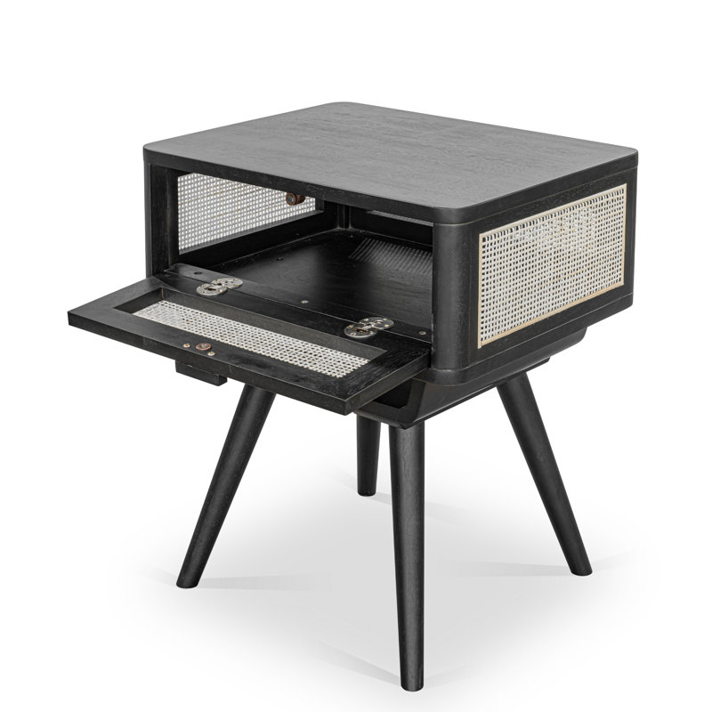 20'' W Solid Wood Nightstand, Charcoal