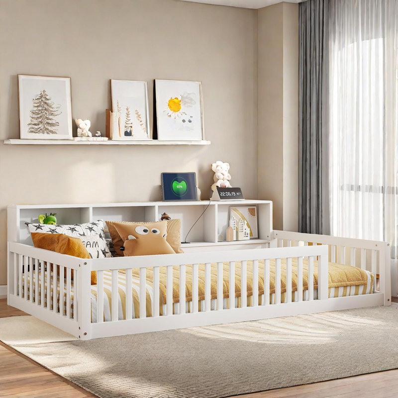 Hinderliter  Bed With Built-in Storage Cabinets And Usb Ports, White