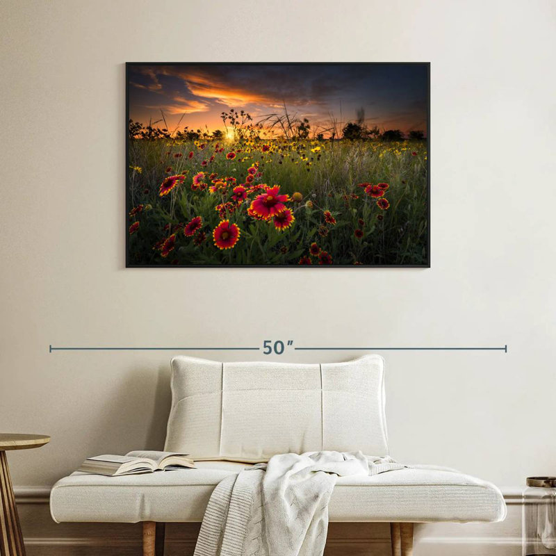 Aube au champ de fleurs, Cadre flottant noir, 40 po x 27 po