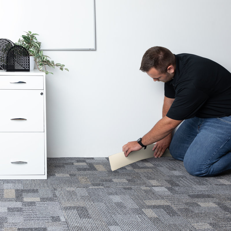 Cream Vinyl Glue Down Baseboard 4"W x 20'L Roll
