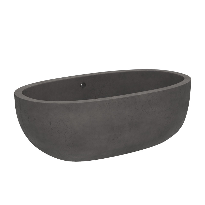 Avalon NativeStone Freestanding Soaking Cement Bathtub, Slate, 22" H x 36" W x 66" L