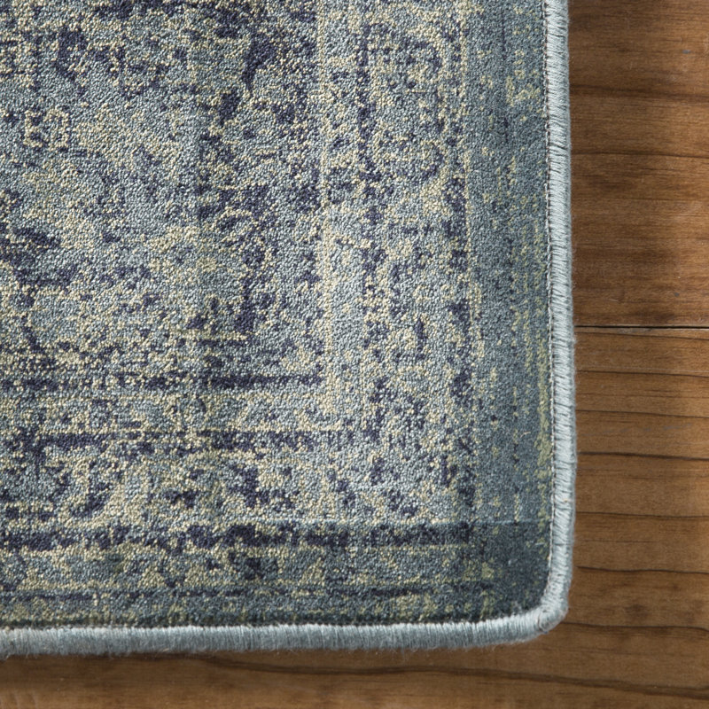 Tapis oriental turquoise / bleu Goodfellow, Carré 8 pi
