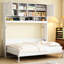 Lit mural blanc de taille grand, avec un grand espace de rangement, un système de rangement lisse et une capacité de 600 lb de rayures blanches, grand matelas de 6 à 8 pouces