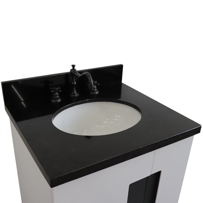 Ensemble de meuble-lavabo simple 25 po, Noir, Blanc