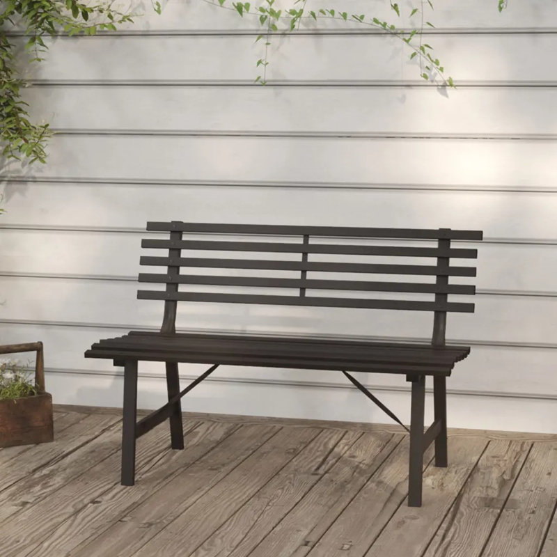 Mako Powder Coated Steel Outdoor Bench, Black