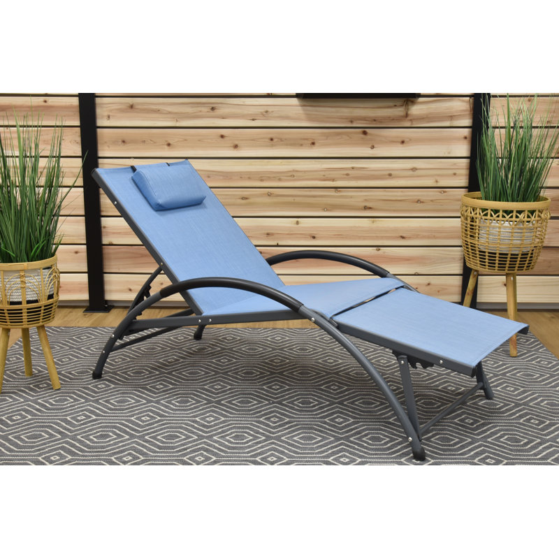Vivere Dematteo Aluminum Reclining Dockside Lounger Made with Premium Phifertex Outdoor Fabric, Blue