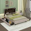 Lit plateforme tapissier double avec tête de lit Chinloy, lit gigogne simple et 2 tiroirs-1135944511