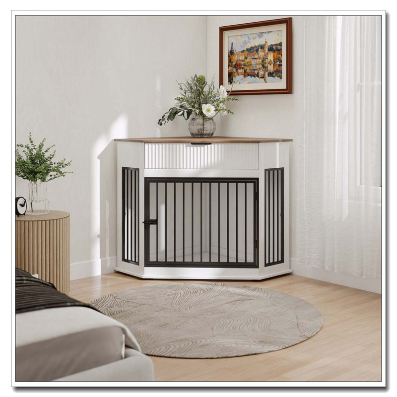Caisse pour chien en MDF de 44,6 po, Blanc