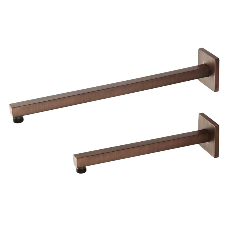 Wallmount Modern Square Shower Arm with Flange, Oil Rubbed Bronze