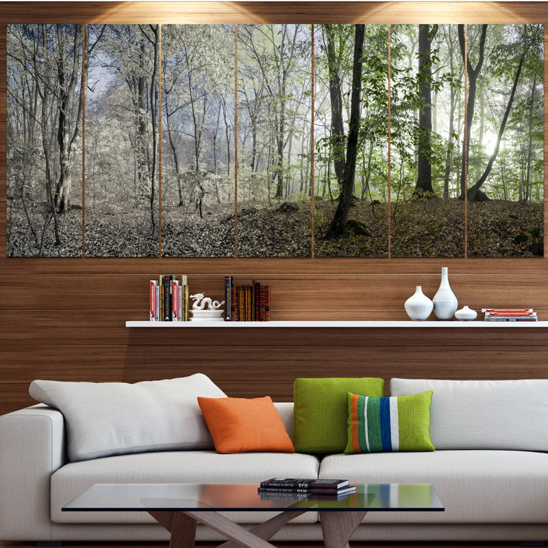 «Green Morning in Forest Panorama», reproduction de photo à multiples images sur toile
