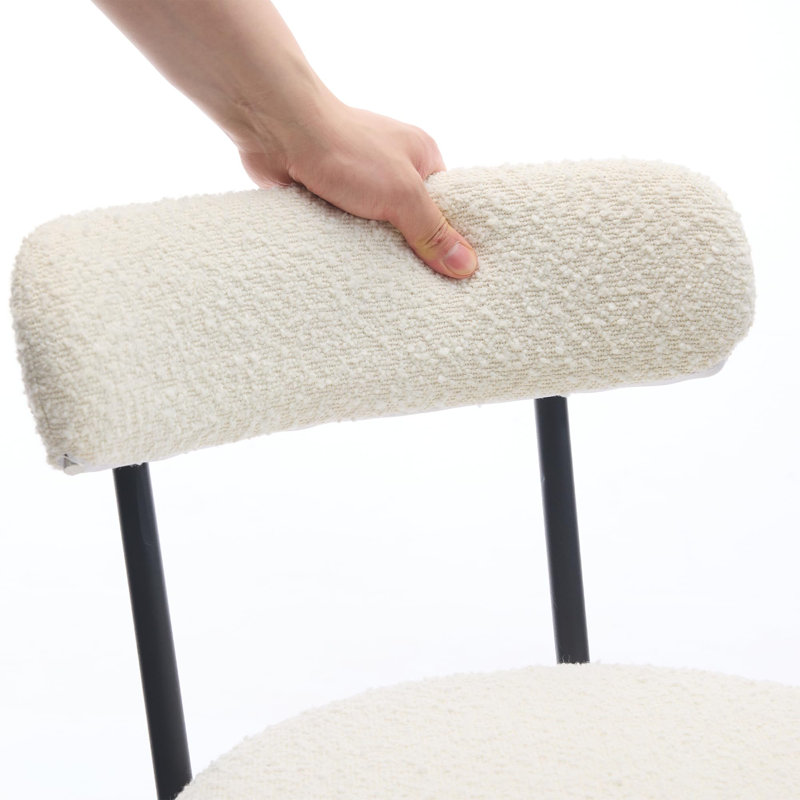 Outdoor Stool, Boucle, White
