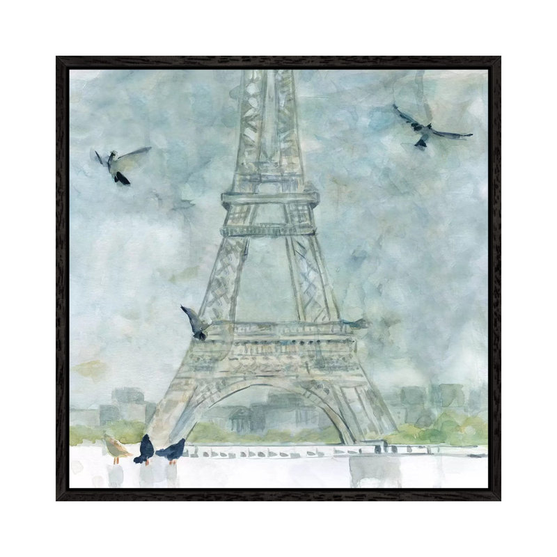 Paris In Flight by Carol Robinson - Painting on Canvas, 45.72 cm H x 45.72 cm W, Black Framed