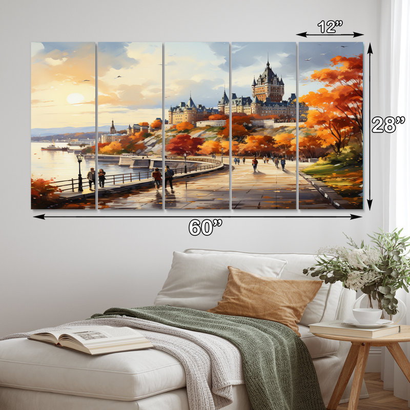 Québec, ville touristique II, impression sur toile - 5 panneaux égaux