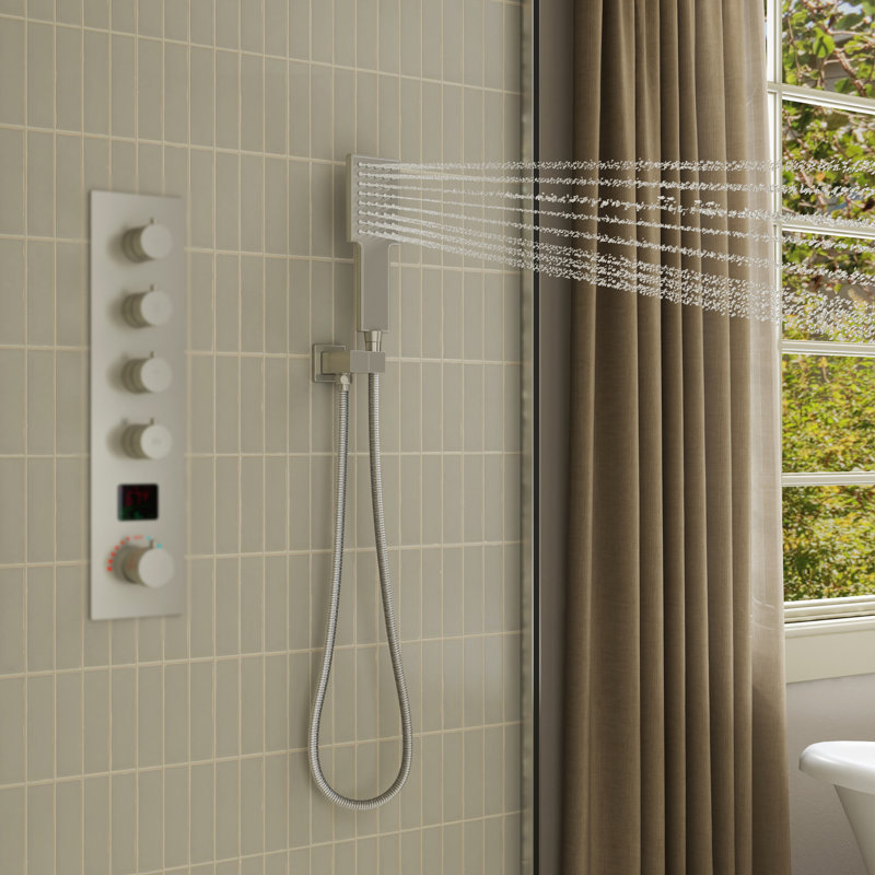 Pomme de douche à main en acier inoxydable 304 avec filetage standard 1/2 NPT et buses en silicone anti-colmatage