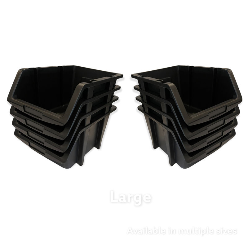 4 PACK LARGE Size Stacking Bin Set, Made From Recycled Water Bottles, 7" H x 9" W x 14.25" D, 8