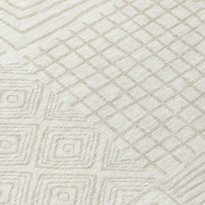 Ivory Geometric Flat Woven Indoor/Outdoor Area Rug 3' x 5'