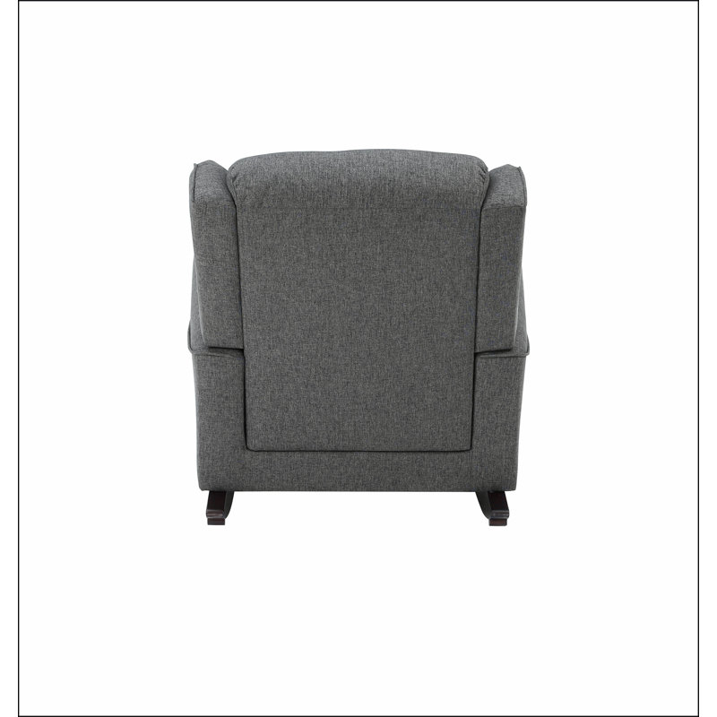 Chaise berçante grise avec accoudoirs évasés