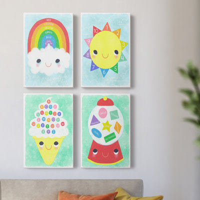 Rainbow Colors - Ensemble de 4 peintures sur toile tendue